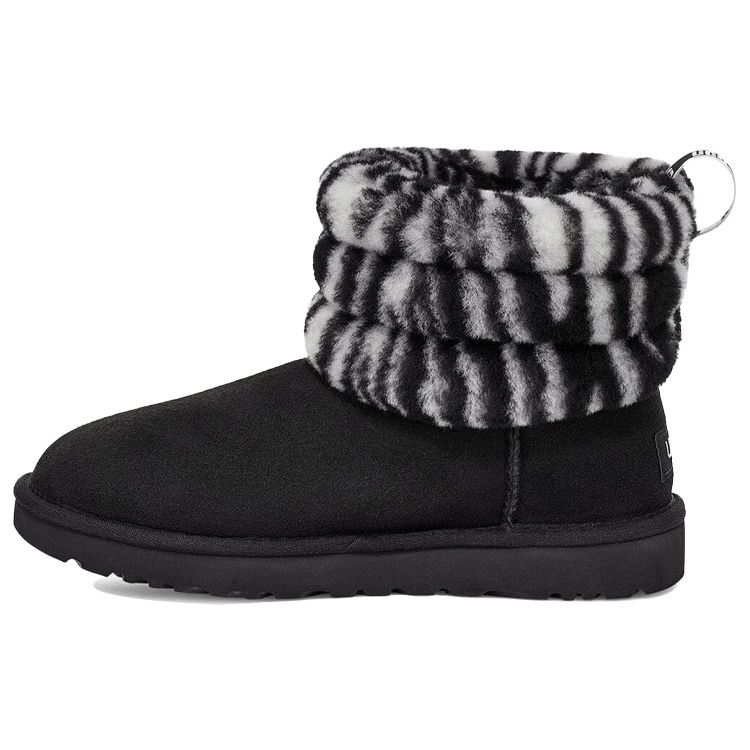 UGG Fluff Mini Quilted Leopard Suede Warm Comfortable Short Snow Boots Women Boots 1112439-BWHT