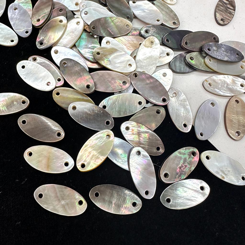 20Pcs, Natural Shell Pendant Connector, Handmade Oval Charms Connectors for Jewelry Making DIY Necklace Accessories