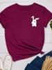Pocket Bunny Print Women T Shirt Short Sleeve O Neck Loose Women Tshirt Ladies Tee Shirt Tops Clothes Camisetas Mujer