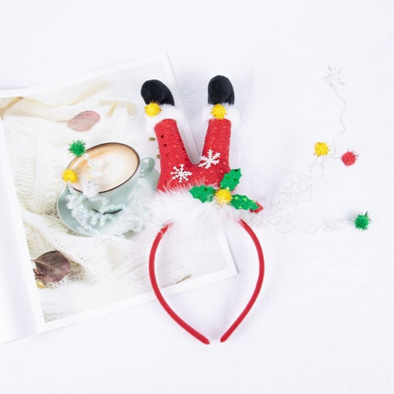 Cute Christmas Hat Tree Headband with Glitter Funny Hat Hair Hoop Novelty Party Headdress Headwear Party