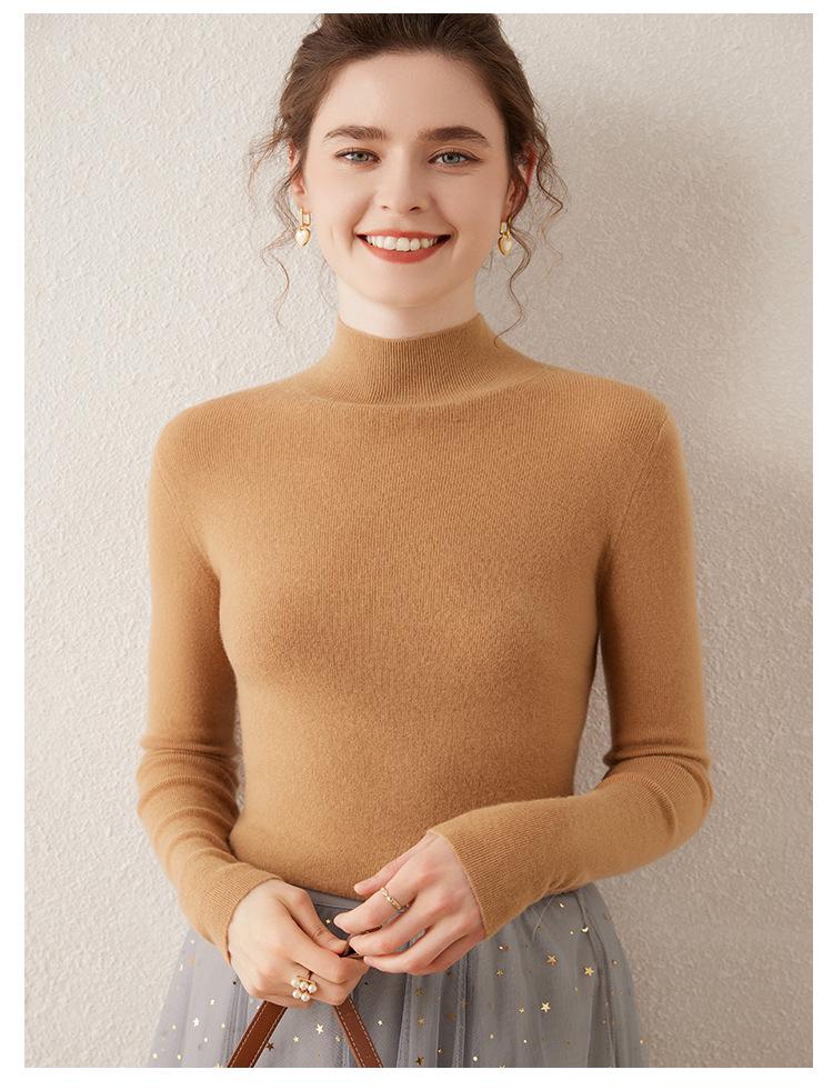 Autumn/Winter 2024 Women's Slim Fit Half-High Neck Cashmere Sweater