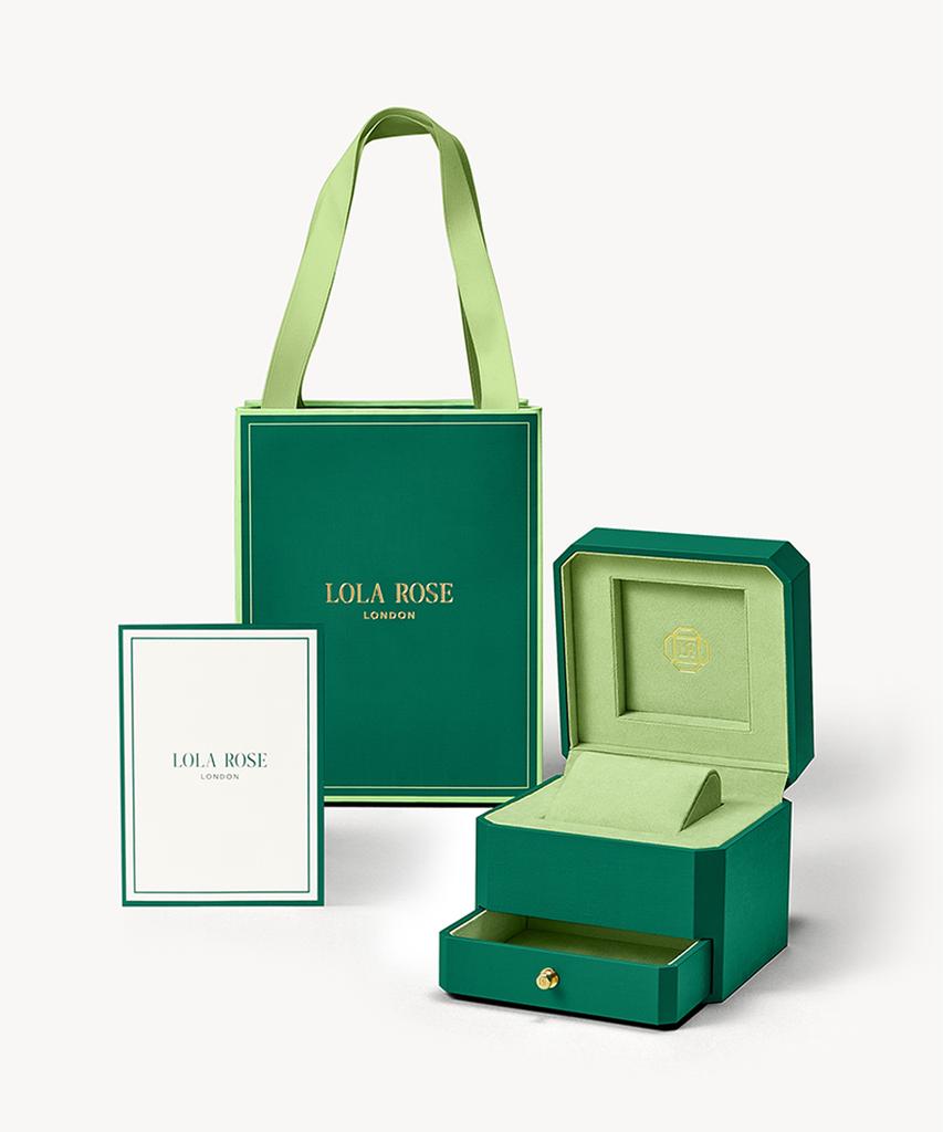 Lollalojeu Ms. Lola Green Onyx Zirconia Leather Wristwatch