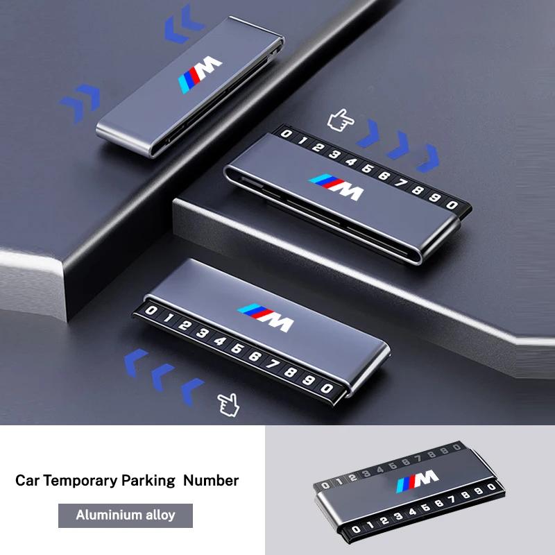 LJFJN1 Car Sticker Aluminium Alloy Car Temporary Parking Card Phone Number Plate For BMW M Emblem M3 M5 X1 E46 E36 E34 F10 E90 F30 E60