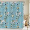 Bathroom Flowers Shower Curtain Watercolor Plant Floral Art Polyester Fabric Shower Curtain 180 * 180Cm With 12 Hooks