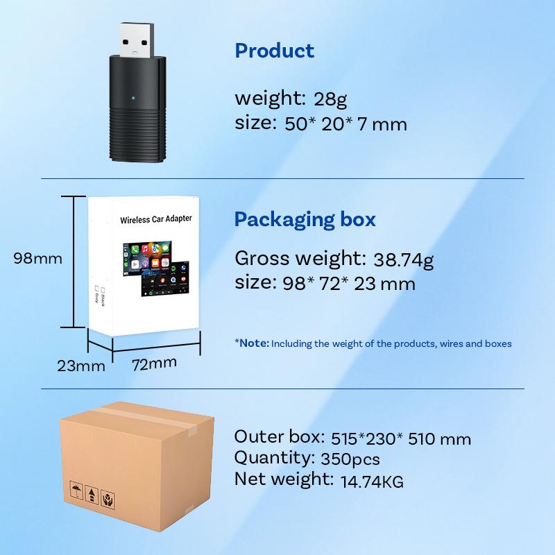 2-in-1 Mini Wireless CarPlay Adapter and Android Auto Wireless Adapter, Seamless Connection, Plug and Play