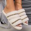 Mode Sommer Zuhause Fellige Fell-Pantoletten Plüsch-Hausschuhe Flauschige Flip-Flops Luxus Slip-on Flach Damen Neu Zapato De Mujer Designergröße 36-43
