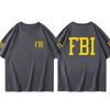25 Plus Size Cotton Fbi Letter Printed T-shirt Military Style Cotton Jacket Short Sleeved Half Sleeved Casual Round Neck T-shirt