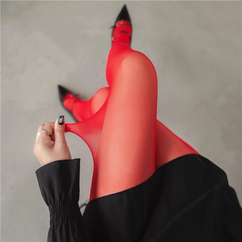 Kern gesponnene Seide Ultra-dünne Strumpfhose: Frühlings- & Herbsthaut-Transparent, Bunte Süßigkeitenfarben, Sexy Unterziehsocken