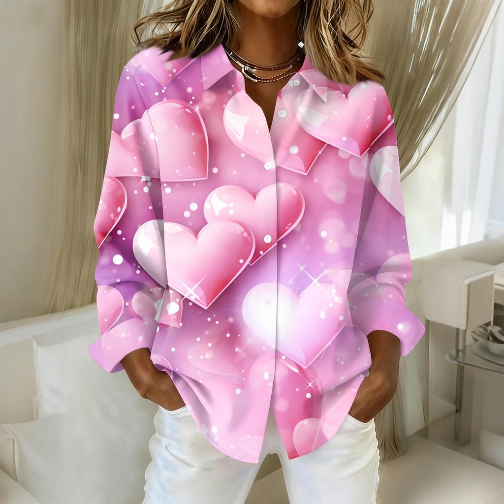 Women's Buttoned Long Sleeved Casual Regular Shirt With Collar Top