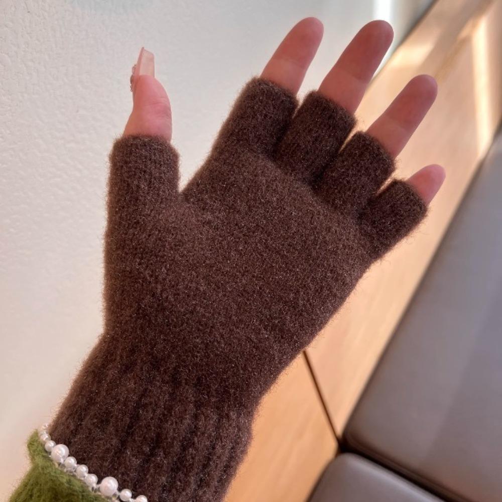 Thermal Plush Mittens Thicken Half-finger Gloves Fashion Touchscreen Mittens Winter