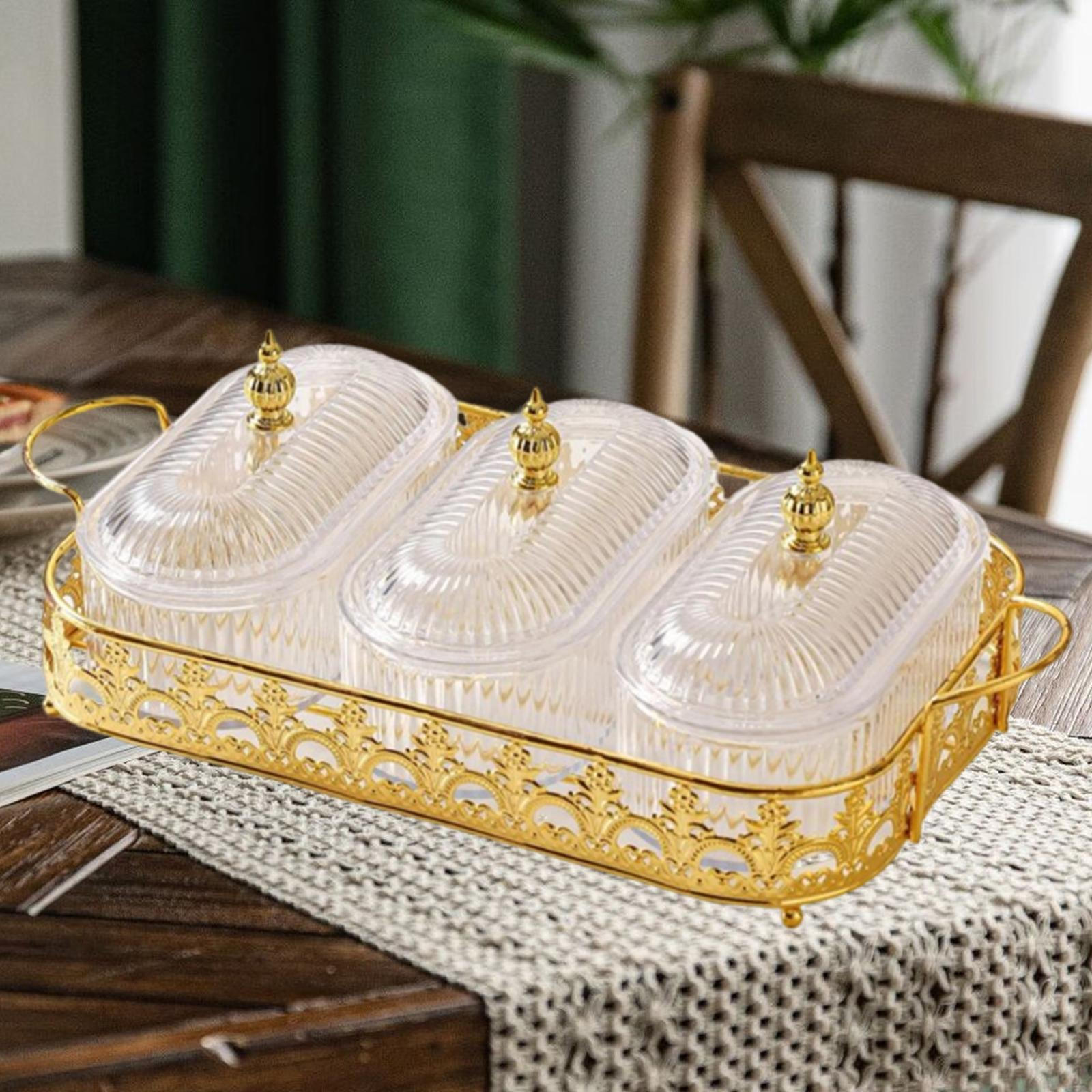 

Тарілка для сухофруктів Цукерниця Багатоцільовий контейнер для зберігання їжі Розділені сервірувальні страви Закуска Clear 3 Grid