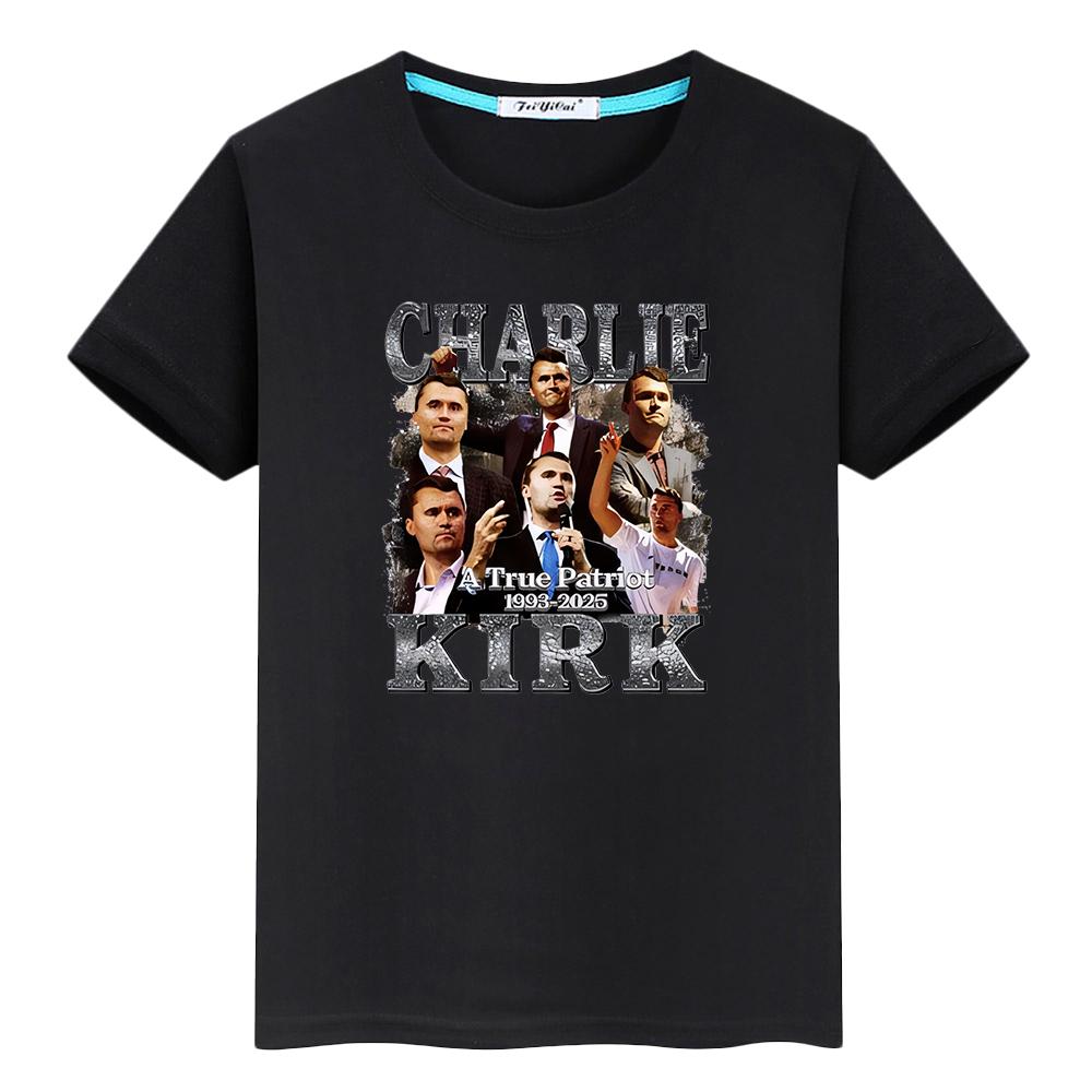 

t shirt for kids boy 10year Charlie Kirk FREEDOM print 100%Cotton Halloween Tees Anime Short cartoon Tops y2k kids clothes girls 5XL різнокольоровий