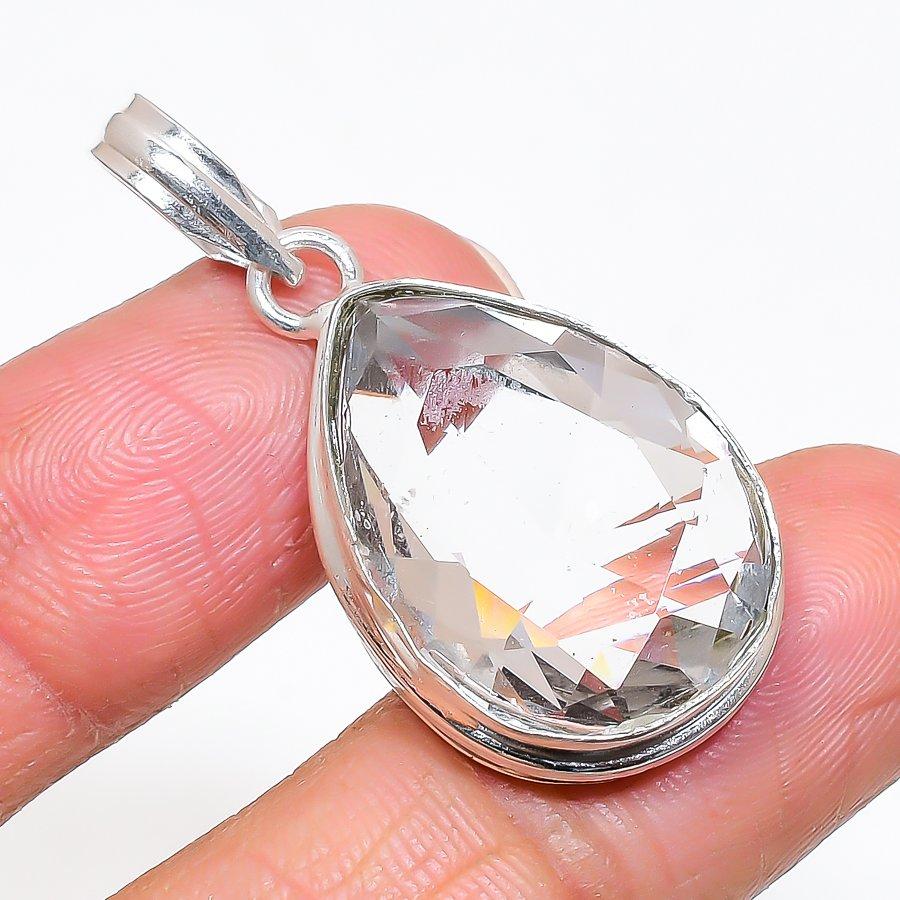Natural White Topaz Gemstone 925 Sterling Silver Jewelry Pendant 1.62" N7a88