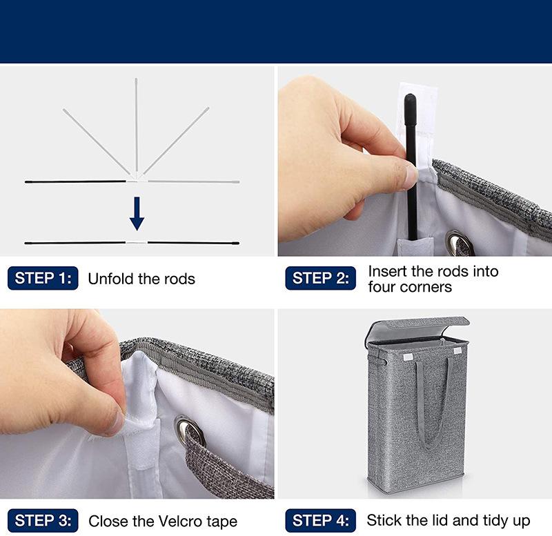 Double-Layer Narrow Strip Laundry Basket with Lid and Handle