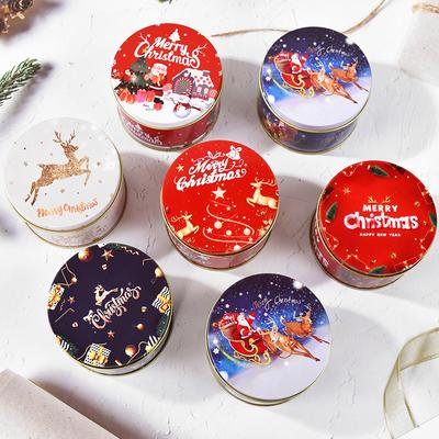 Christmas Round Tin Candy Box Kids Gift Cookie Chocolate Iron Can Xmas Eve Party Decoration Supplies 2026 New Year Storage Boxes
