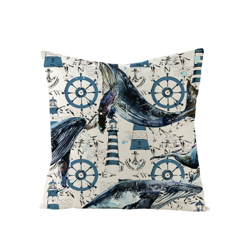 Home Marine Life Polyester Printed Pillow Case Combination Car Pillow Cushion Cover