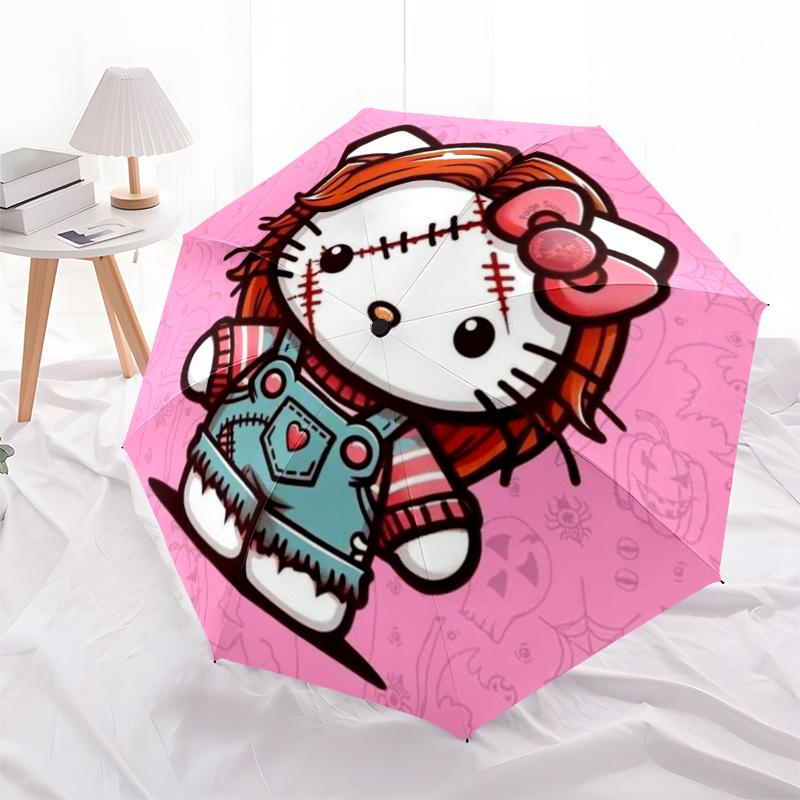 1pc Hello Kitty Automatic Personality Umbrella 8-Bone Design Compact Gear for Outdoor Travel, Perfect Helloween Chrismas Gift for Friends or Family Y2