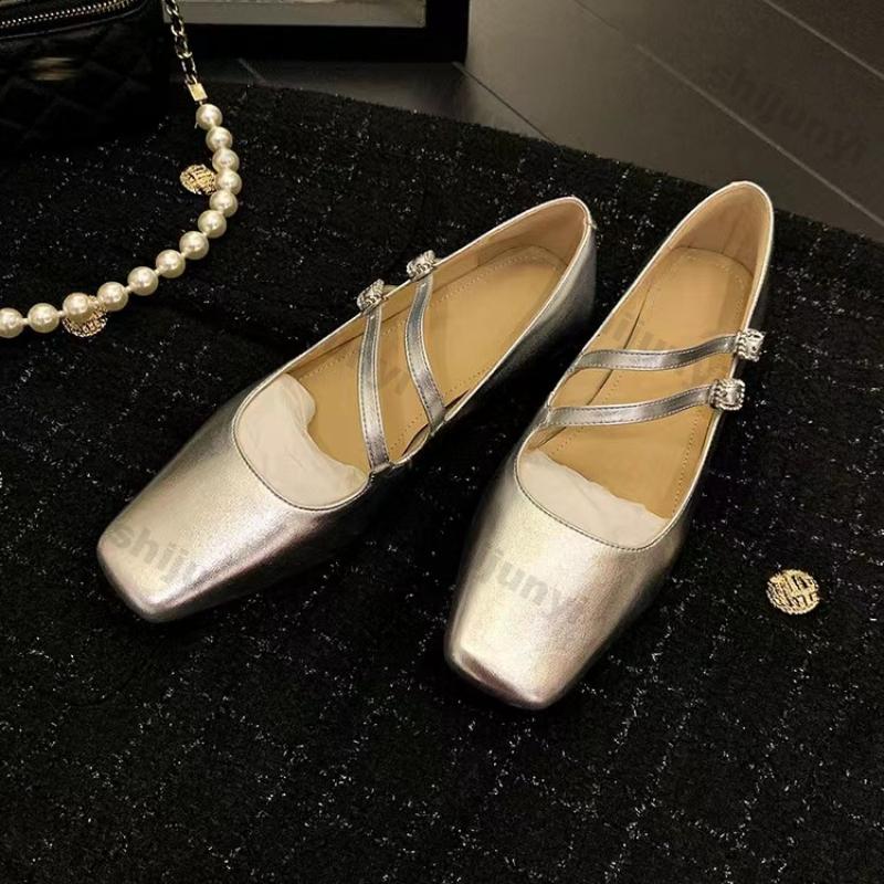 Women Double Buckle Wine Red Allet Flats 2026 New Designer Square Toe Mary Jane Shoes Woman Comfort Soft Sole Casual Single Shoe