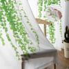 Planta Verde Folhas De Rattan Branco Chiffon Cortinas Transparentes Para Sala De Estar Decoração De Quarto Janela Voiles Cortinas De Tule Cortina