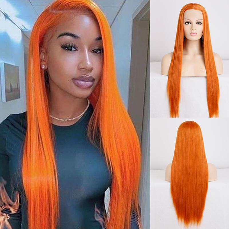 AIMEYA Lavender Purple Silky Straight Lace Front Wig Women's Synthetic Wig 13x4 Black /Blonde/Brown/ Blue Color Daily Cosplay