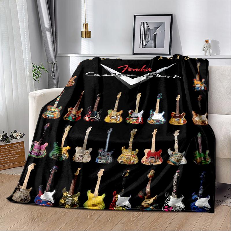 29 Stil Neu Fender Retro Gitarre Instrumente Musik Logo Decke, Weiche Überwurfdecke für Zuhause Schlafzimmer Bett Sofa Reise Picknickdecke