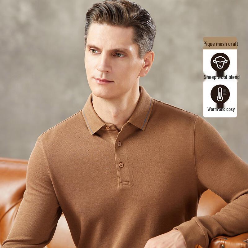 Antonio Men s Wool-Cotton Blend Pique Long-Sleeve Polo 2XL
