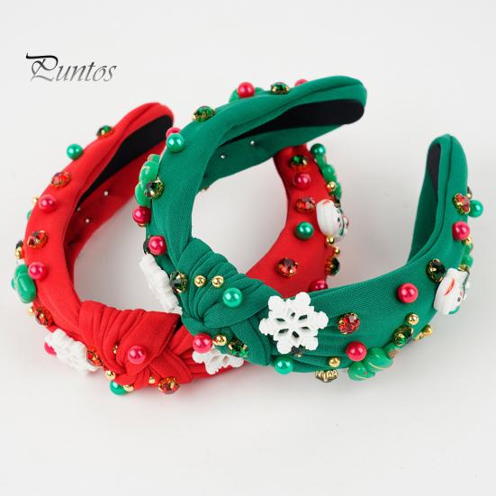 Vánoční čelenka Dámská čelenka s mini kamínky na vánoční stromeček Lehká slavnostní čelenka do vlasů pro večírky