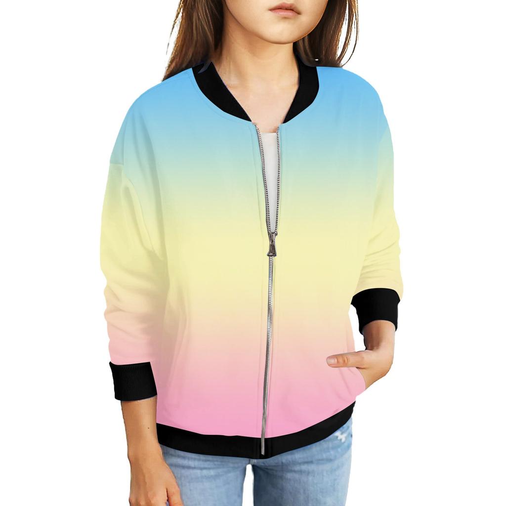 Dívčí bundy na zip, dětské podzimní mikiny s dlouhým rukávem, svrchní oblečení s kapsami, 5-15 let