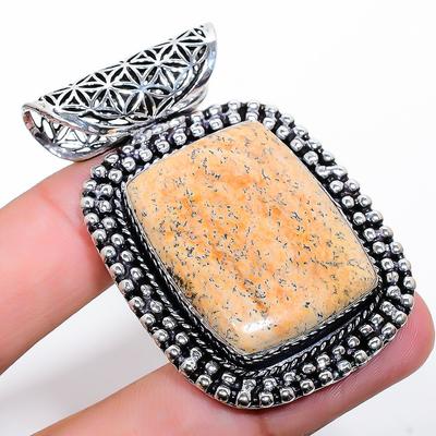 Natural Picture Jasper Gemstone 925 Sterling Silver Gift Pendant 2.17" K5K71