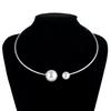 2Pcs/Set Women Elegant Faux Set Pearls Shiny Rhinestones Jewelry Adjustable Open Collar Necklace Bangle Set