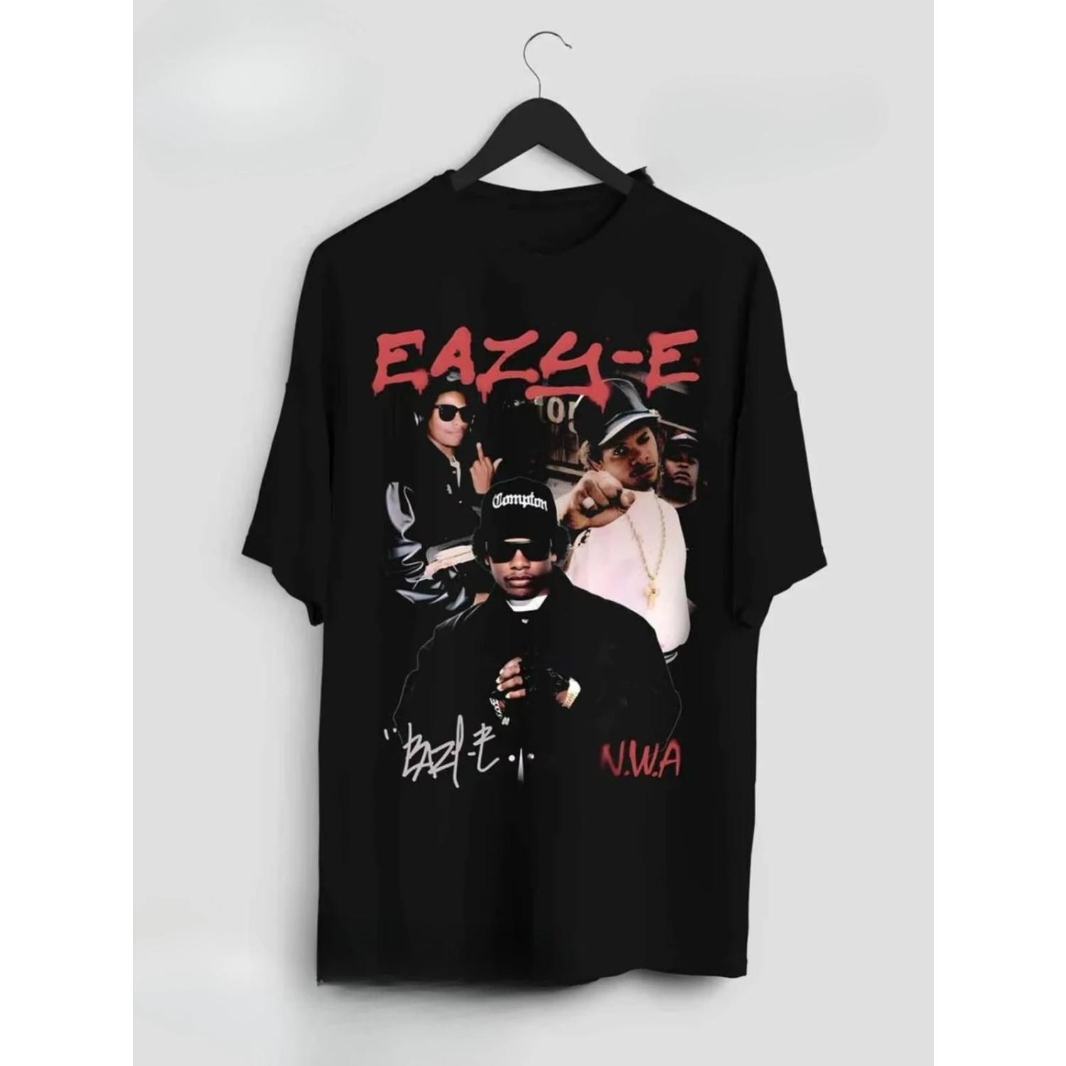 

Lewis E_ Printed T-Shirt with Rap Hip Hop Music Pattern T-Shirt - Casual Men s and Women s Streetwear S чёрный