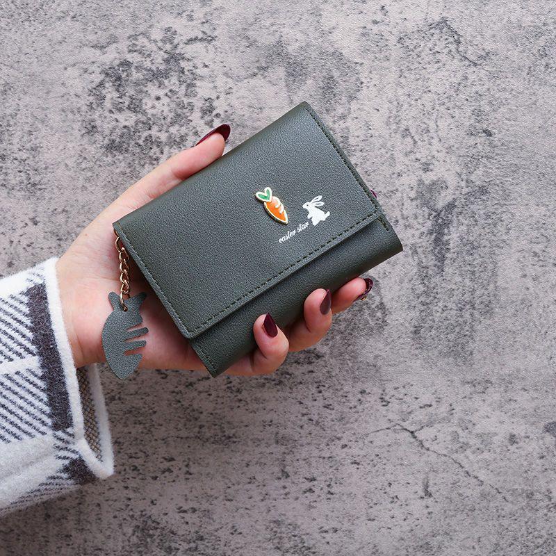 Sweet & Cute Three-Fold Wallet for Female Students: Mini Coin Purse, Fashion Card Holder, Multifunctional Money Clip