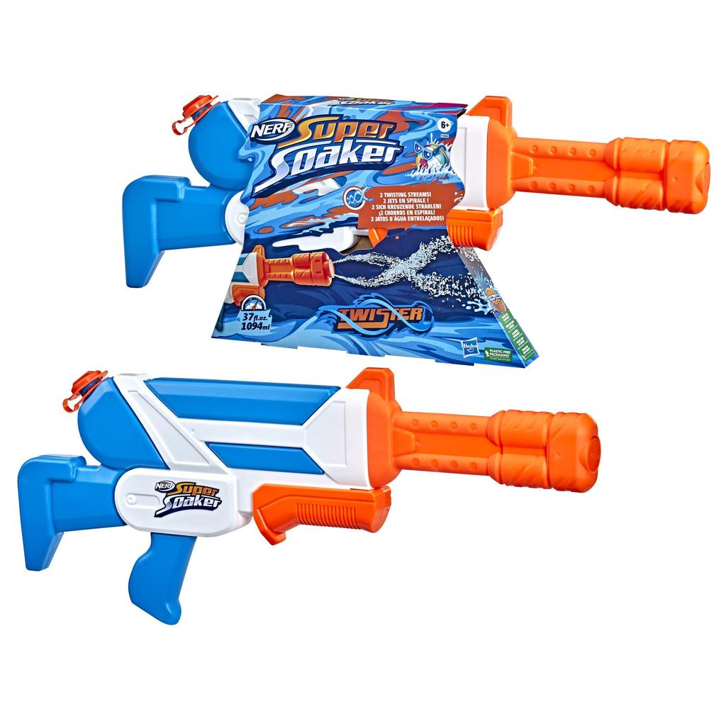 Hasbro Nerf Super Soaker Twister Water Blaster, 1094 mL Tank Capacity, Two Twister Water Jets, Pump-action Water Gun, Water Play Toy for Kids and