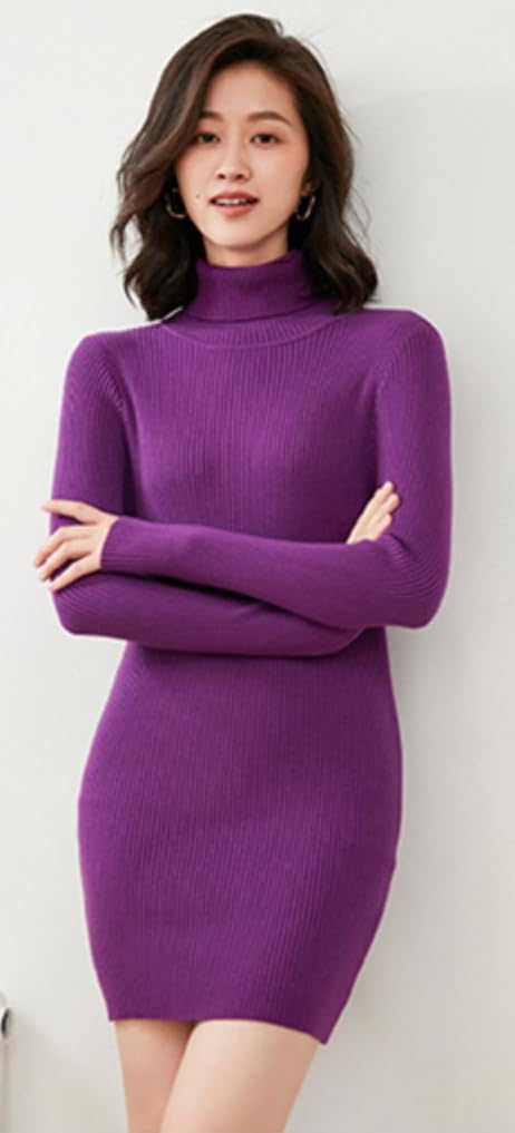 Hanmall Mini Knit Tight Long Free Perfect for and Perfect for Everyday and LON158 Women's Dress, Turtleneck, Above-the-Knee, Sleeves, Size, Spring,