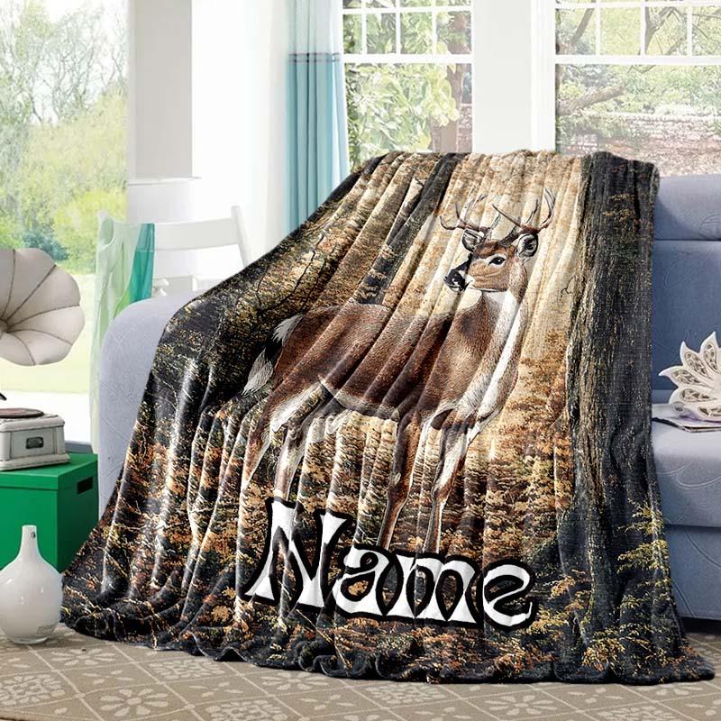 Retro Elk Customize Your Name Blanket Warm Comfortable And Soft Blankets Are Suitable For Home Chairs Office Sofas Sofas Office Camping And Gifts For