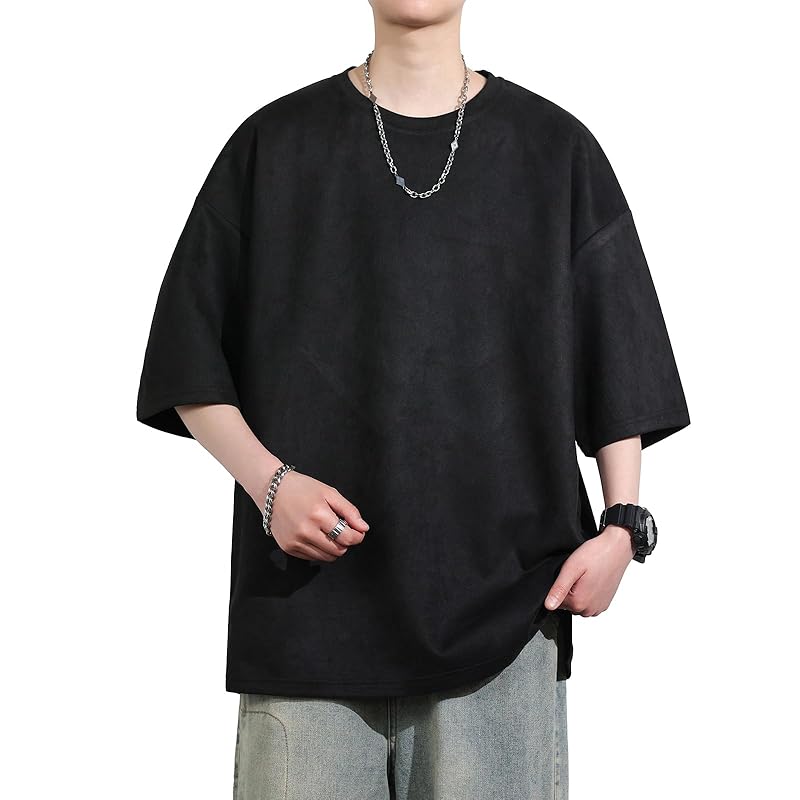 

[FLYSKY] summer clothes men s suede short sleeve t-shirt Plain color tops cool clothes Popularity With a burlap tee shirt Elegant T-shirt adult Ron T