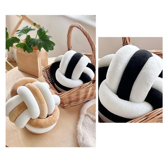 Knot Ball Throw Pillow Plush Soft Aesthetic Cushion Stress Relieving Decorative Two-Color Knotted Pillow for Couch Sofa Bed Car Decor