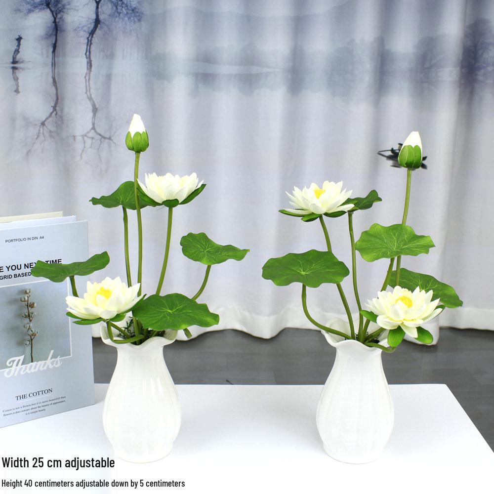 Artificial Silk Lotus Flower Ornament for Buddha Altar - Decorative Bonsai Guanyin Flower