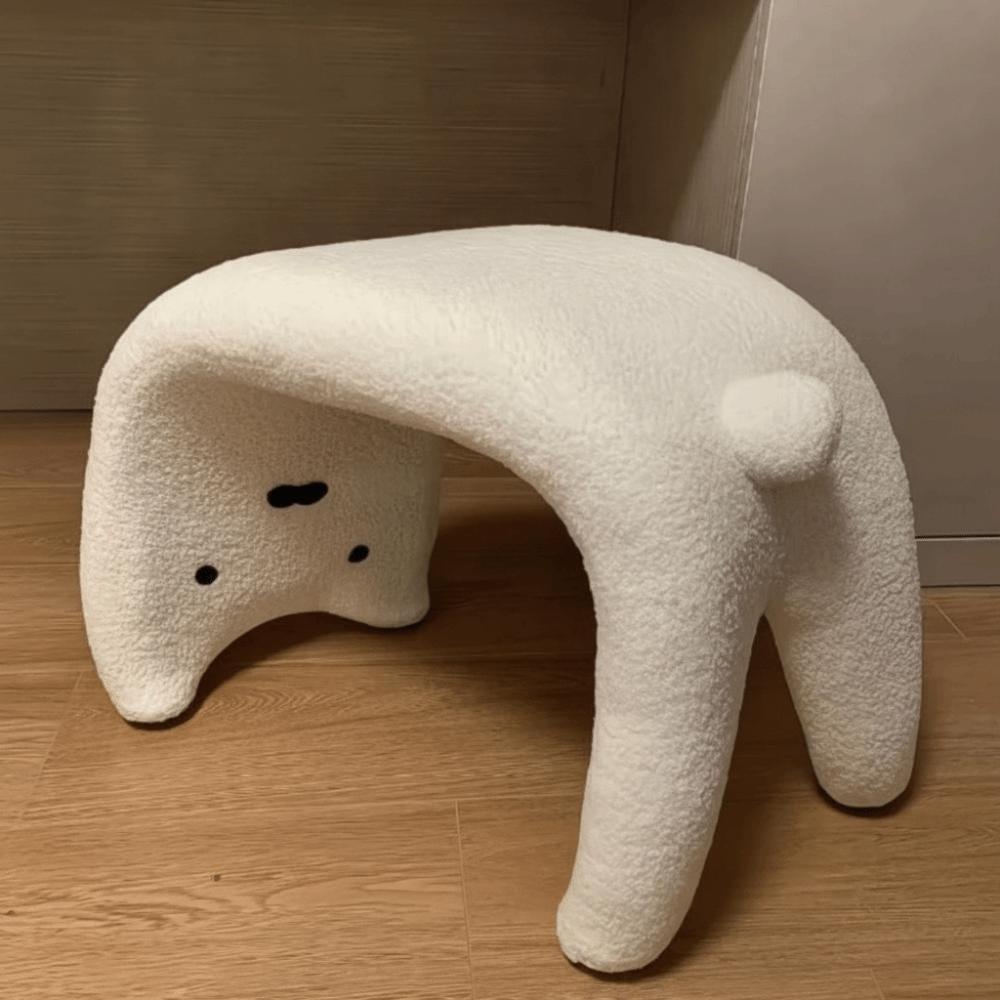 Small Stool Dressing Chair Plush Shoe Changing Stool Footrest Makeup Stool Entryway