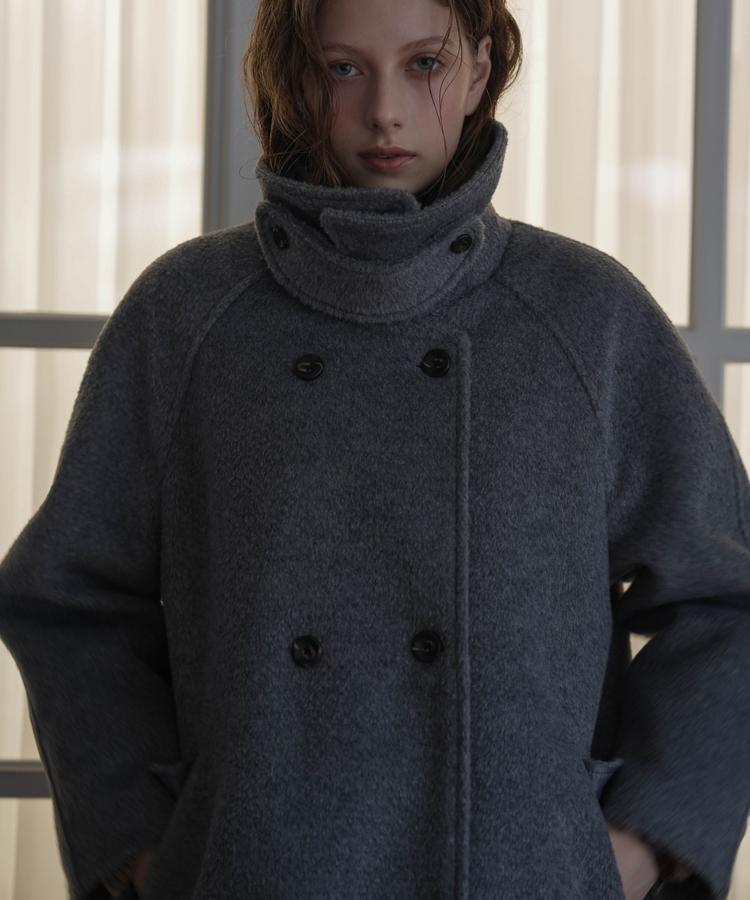 Deheve Wool Double Half Coat [Gray]