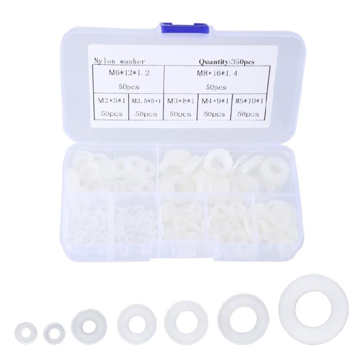 350Pcs White Nylon O Rings Assortment Kits 15 Size Sealing Gasket Washers for Car Vehicle Repair Professional Plumbing