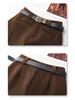 Women's 2024 High-Waist Khaki Wide-Leg Pants & A-line Shorts Set for Autumn/Winter