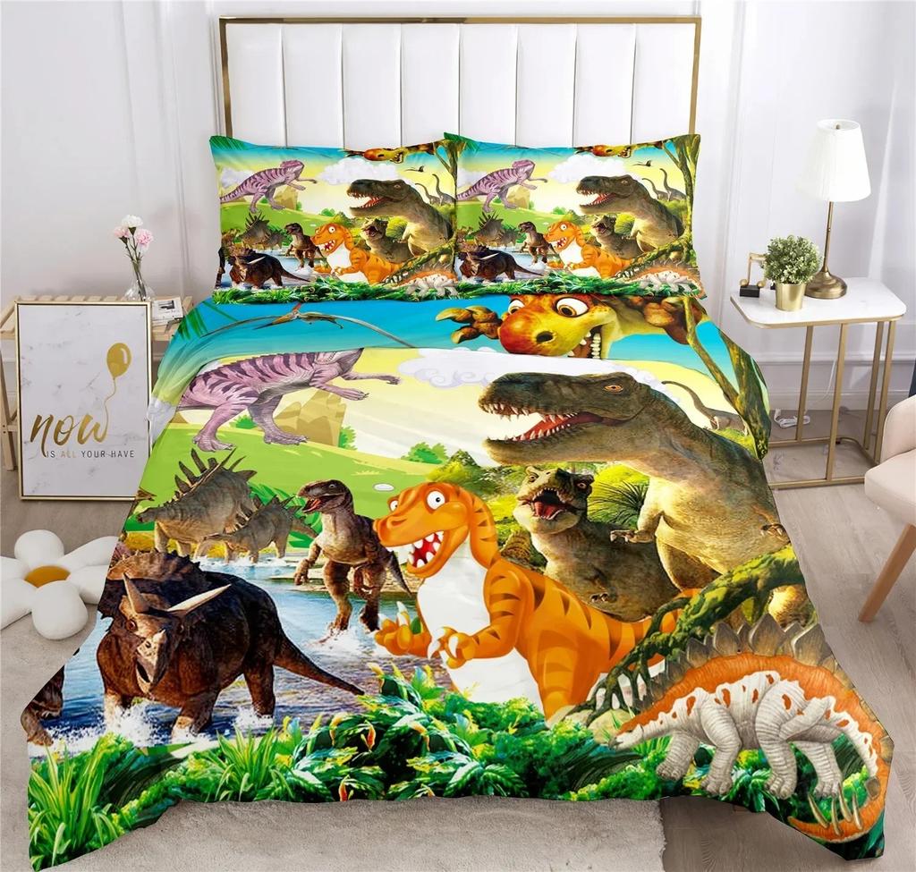 Dinosaur Print 3D Duvet Cover Set Double Full Size Big Bed Size Bedding Set Boy Girl Bedroom Decoration Gift 2/3pcs