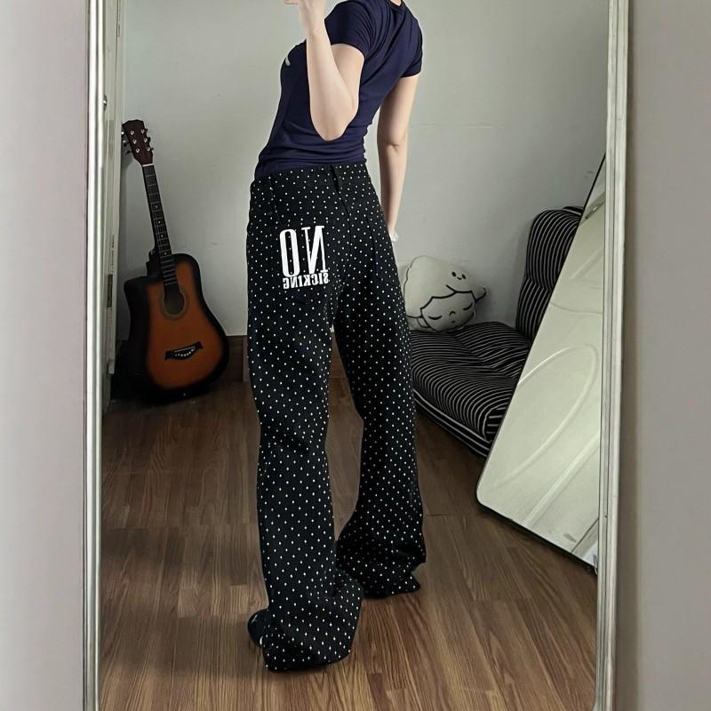 Polka Dot Color Block Jeans Unisex Straight Leg Trendy Casual Denim Pants