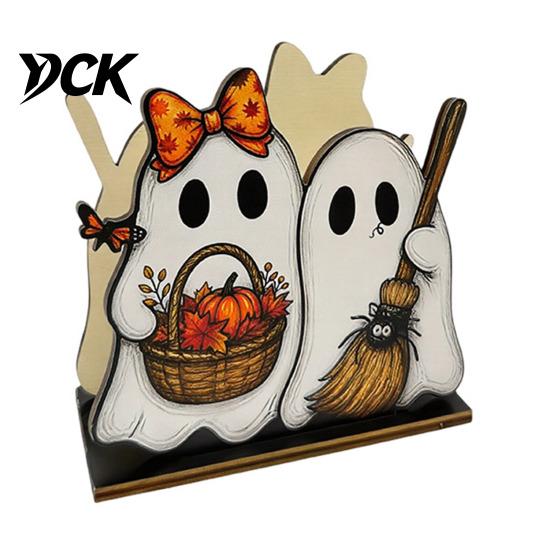 Halloween Home Table Ornament Wooden Napkin Holder, Cute Ghost Black Cat Vertical Paper Stable Stand Towel Stand, Kitchen Tissue Festive Party