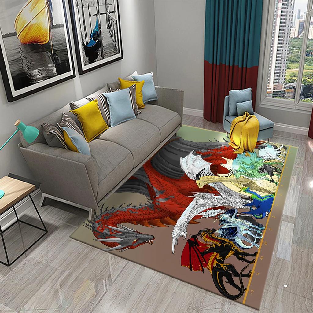 3D Cartoon Dragon Animal Print Carpet for Kitchen Toilet Living Room Esports Chair Carpet Bedside Modern Simple Non-slip Carpets