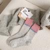 Winter Thickened Wool Dot Yarn Striped Socks for Women, Contrasting Color Plush Warm Mid-calf Pile Socks