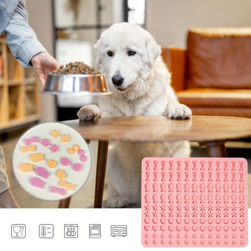 2 Pieces Silicone Dog Treat Molds: BPAFree Baking Mat with 5 Shapes 130 Grids for DIY Dog Biscuits and Treats