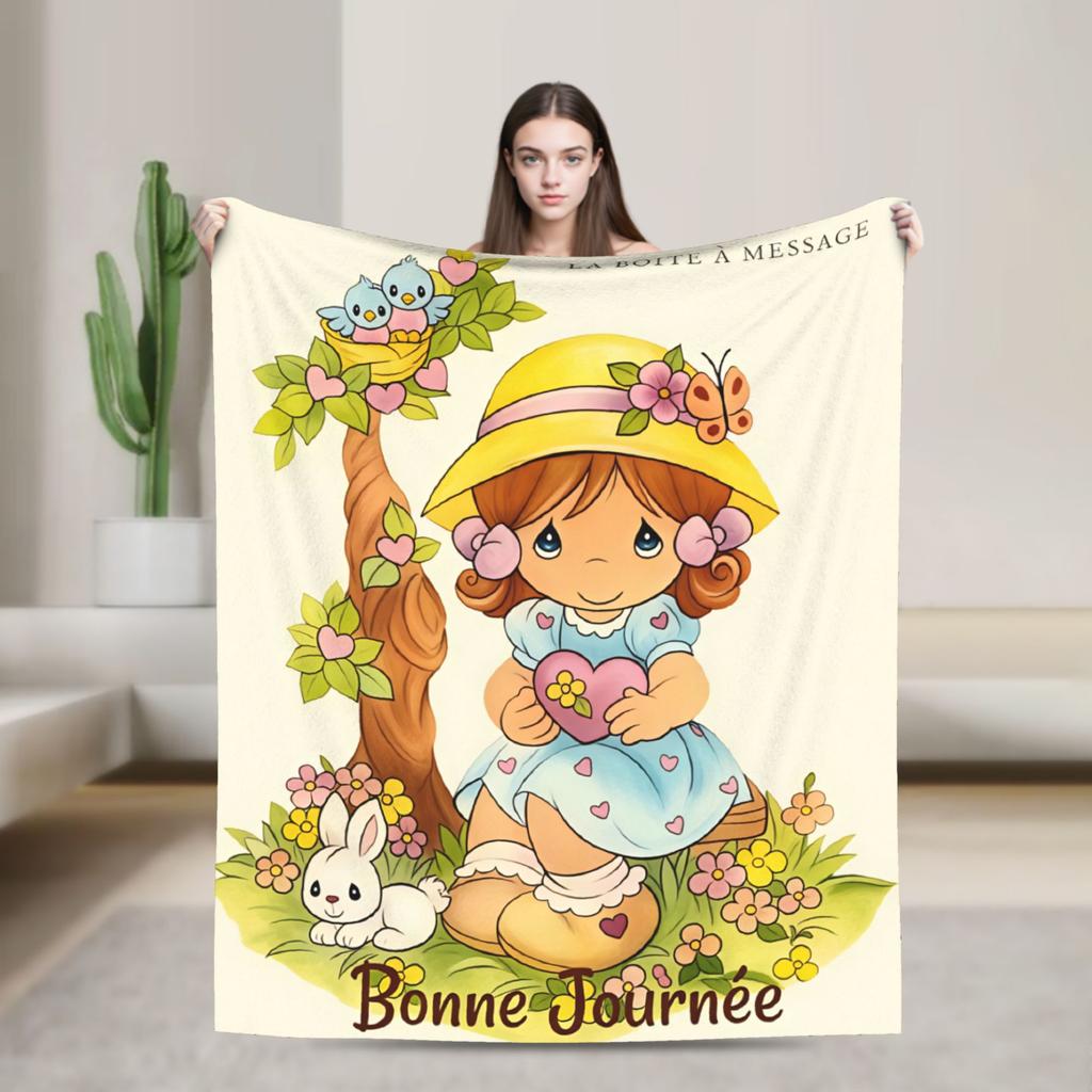 Precious Moments Blanket Picnic Flannel Bedding Throws For Couch Chair Sofa Bed Soft Warm Custom DIY Quality Bedspread Gift