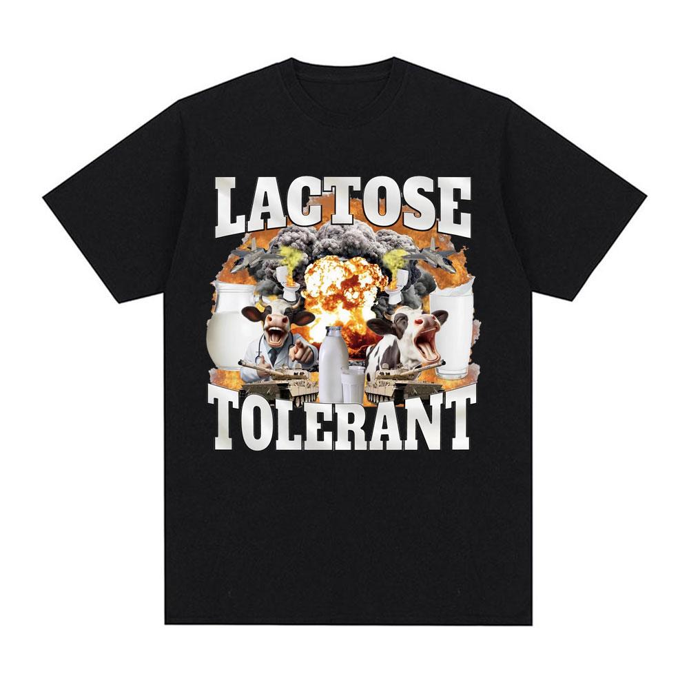 Lactose Intolerant Funny Meme Tee Shirt Men Women's Vintage Casual Short Sleeve T-shirt 100% Cotton Oversized Humor T Shirt Tops